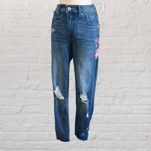 Express Blue Skinny Jeggings Jeans with Distressed Details